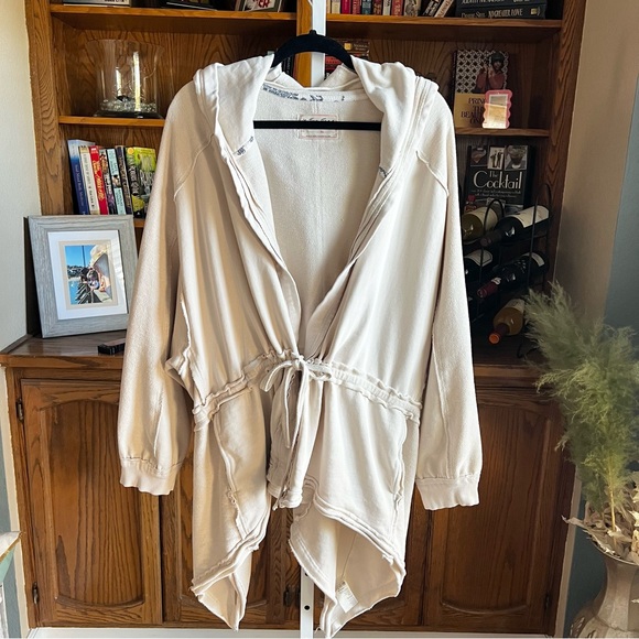 We the Free Emilia Oversized Cardigan Sweater XL Oyster Beige Cream - Picture 7 of 13